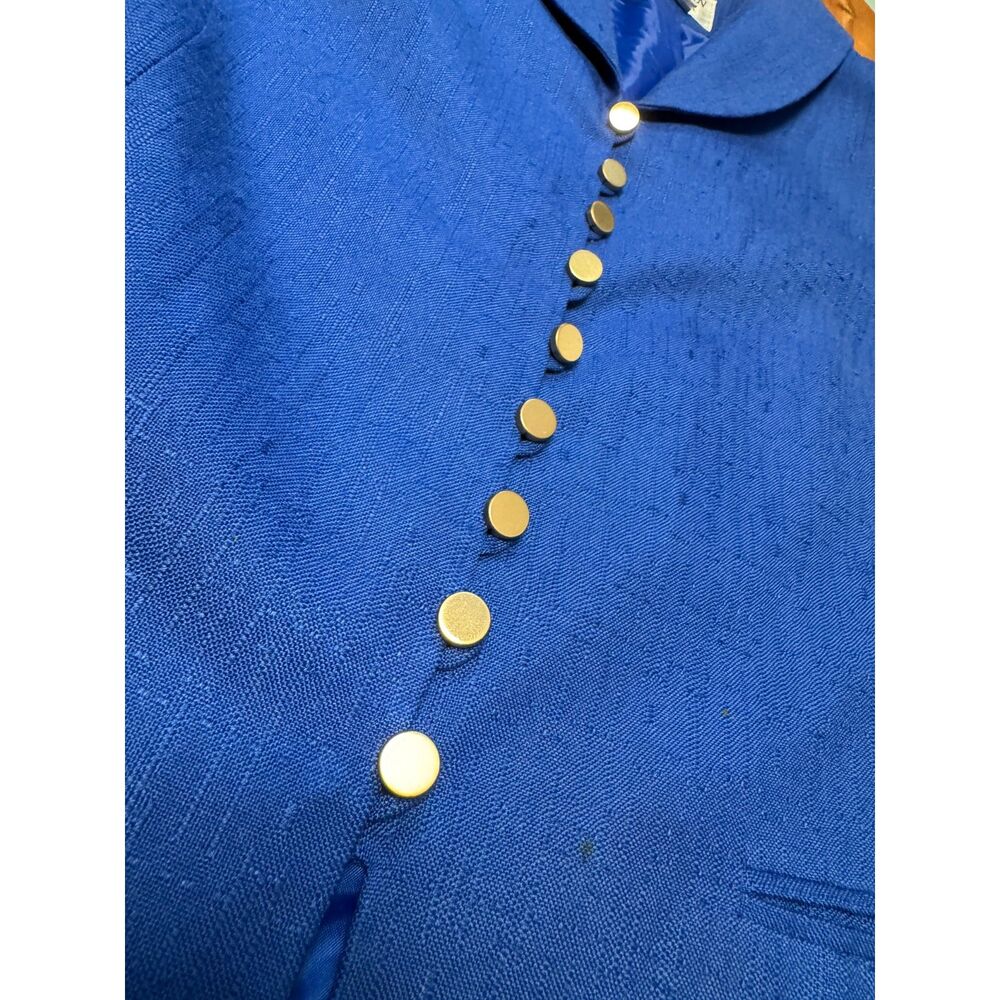 Vintage Morgan Miller Royal Blue Suit Women's Size 12 Gold Button Career Lined - Picture 4 of 13